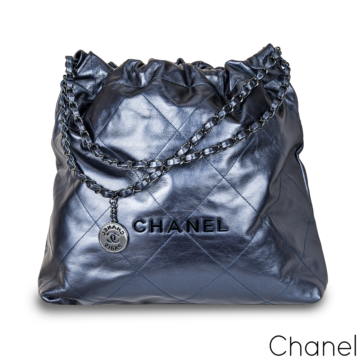 Chanel 22 leather handbag Chanel Blue in Leather - 25782439